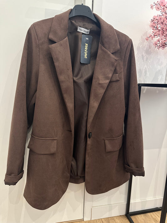 Blazer en suédine effet daim doublée