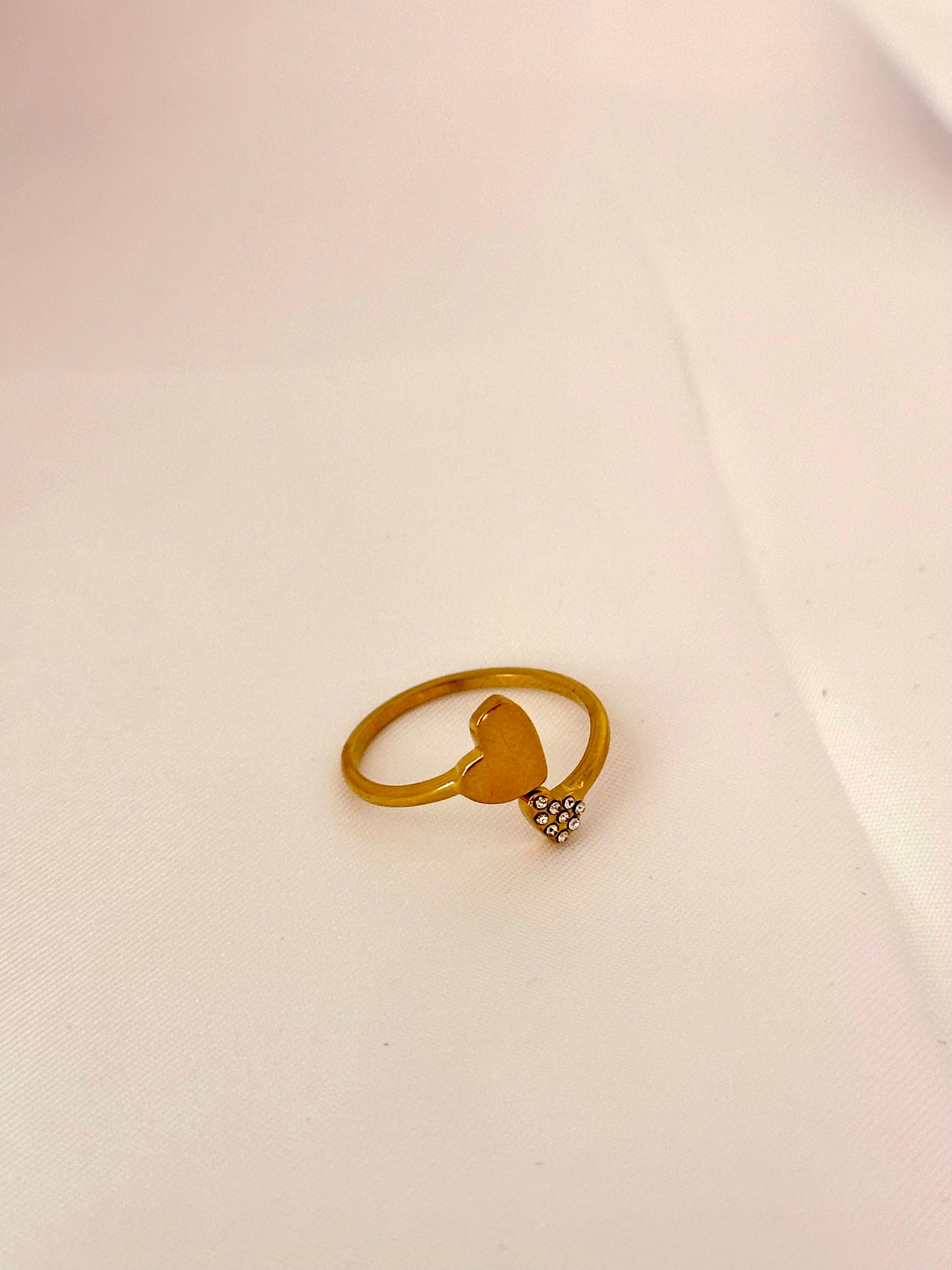 Bague ajustable double cœur