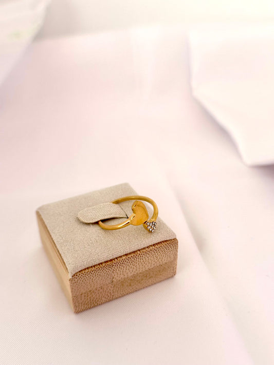 Bague ajustable double cœur