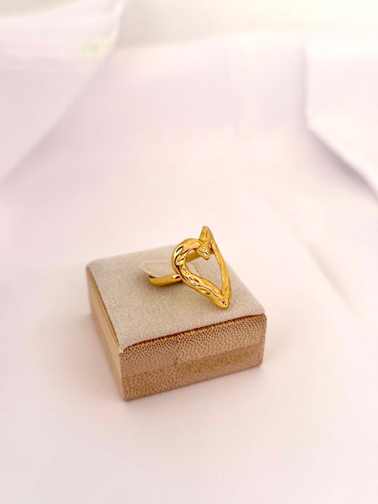 Bague cœur ouvert dorée