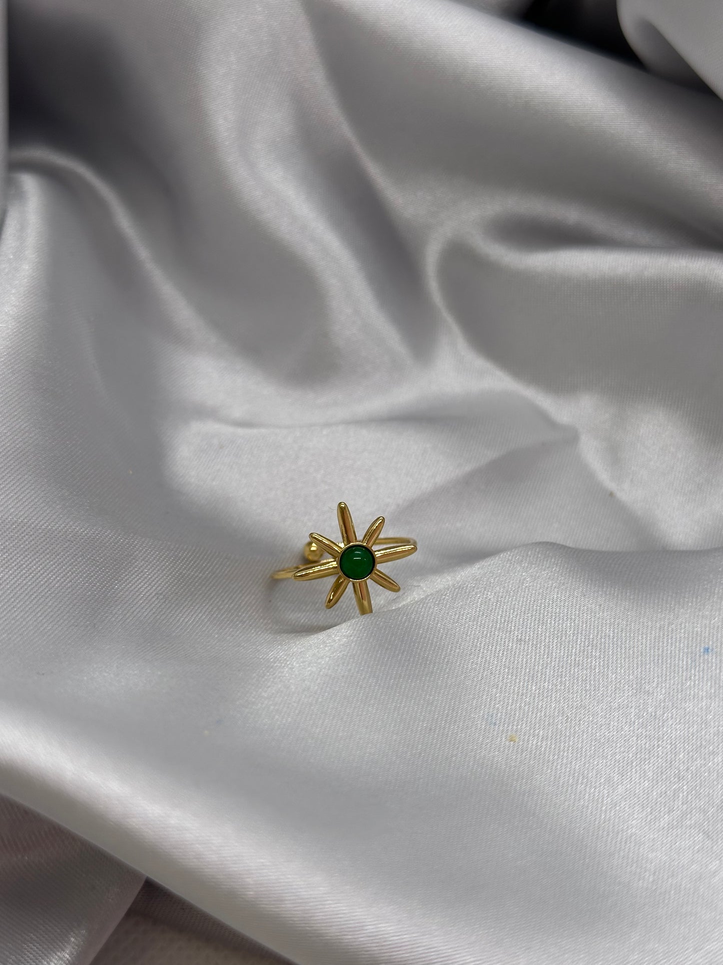 🌟 Bague Étoile Verte – Acier inoxydable doré