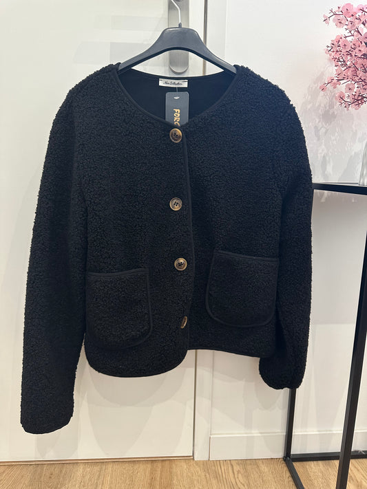 Veste teddy à boutons et poches