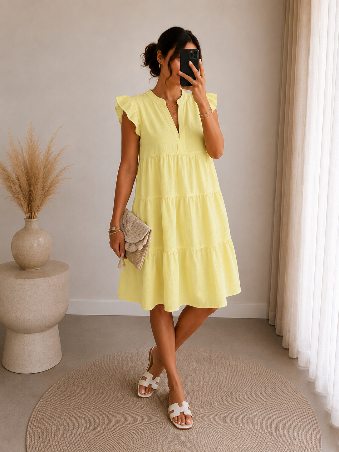 Robe gaze de coton jaune pastel — légère, fluide et ultra féminine.