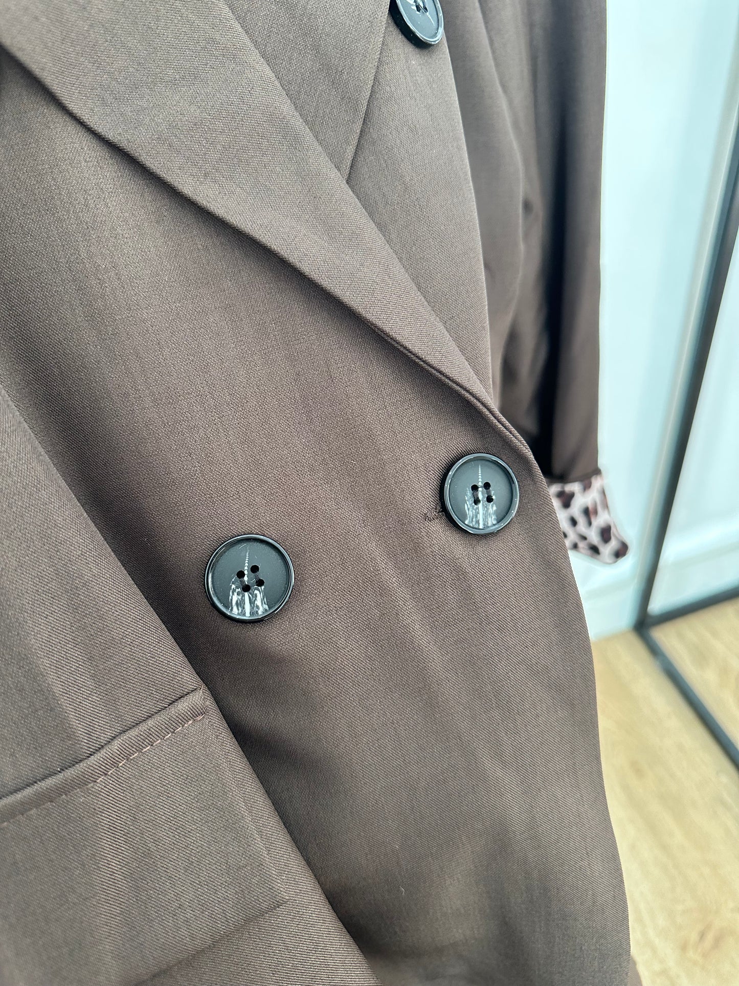 Veste blazer revers léopard doublure à l’intérieur