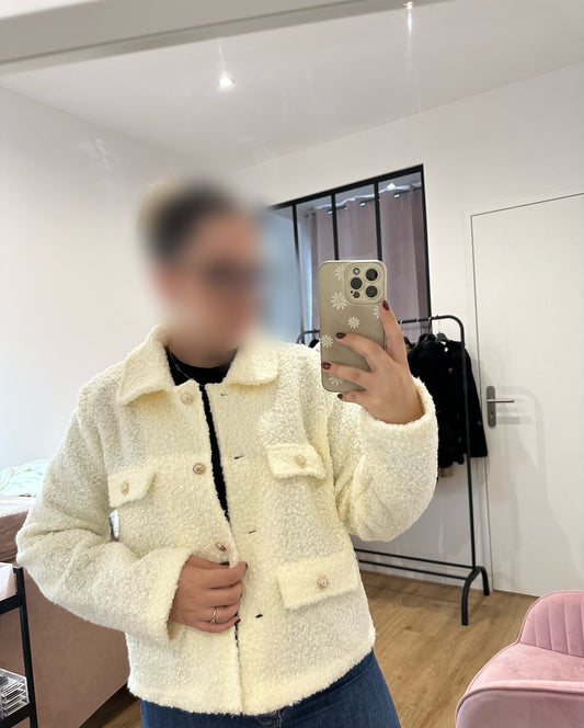 Veste bouclés à boutons dorés coton