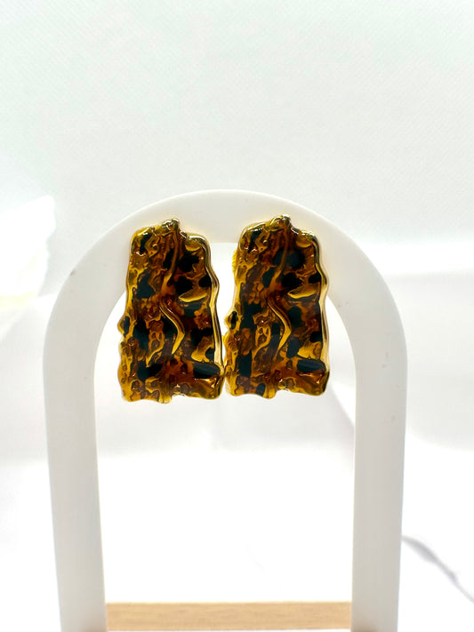 Boucles d’oreilles émail léopard
