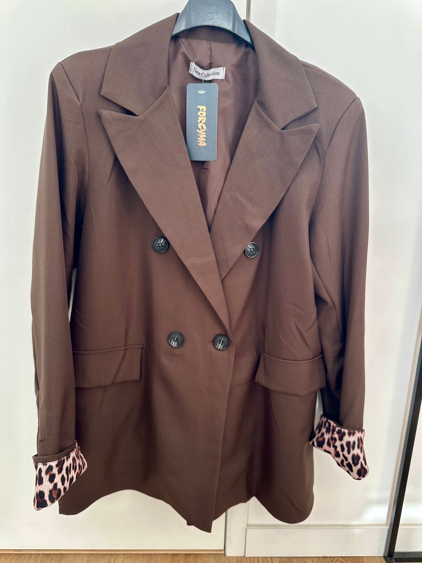 Veste blazer revers léopard doublure à l’intérieur