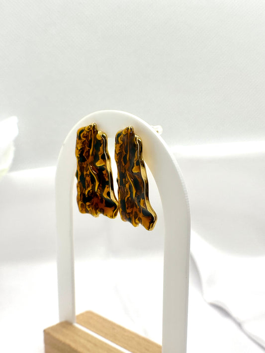 Boucles d’oreilles émail léopard