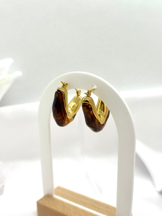Boucles d’oreilles vague résine colorée