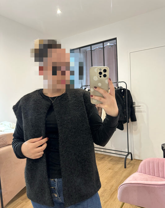 Gilet sans manches, effet laine bouclé