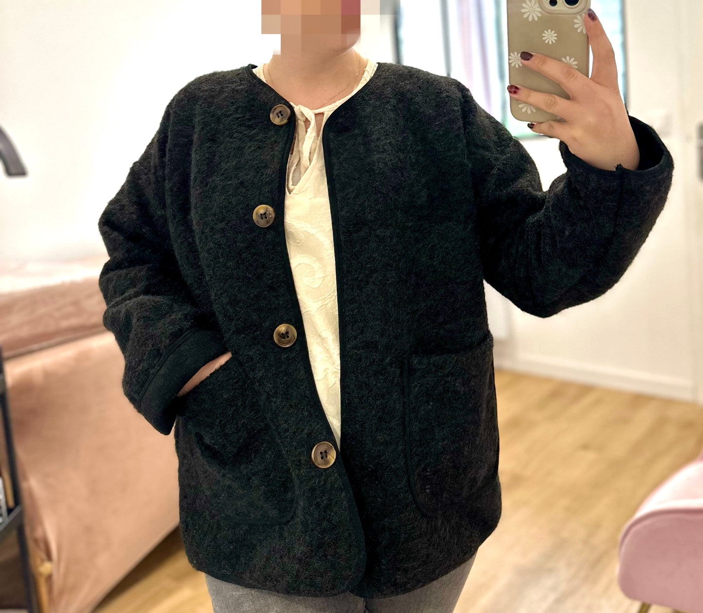 Veste effet laine bouillie - coupe oversize chic