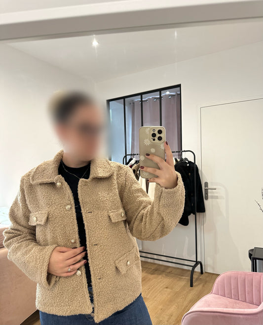 Veste bouclés à boutons dorés coton
