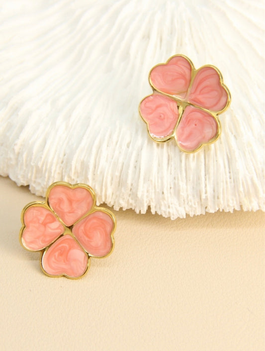 🌸Boucles d’oreilles Trèfle Émeraude – Acier inoxydable