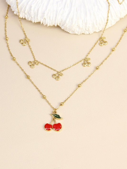 Collier “Cherry Bloom” – Double Rang Doré