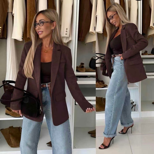 Blazer en suédine effet daim doublée