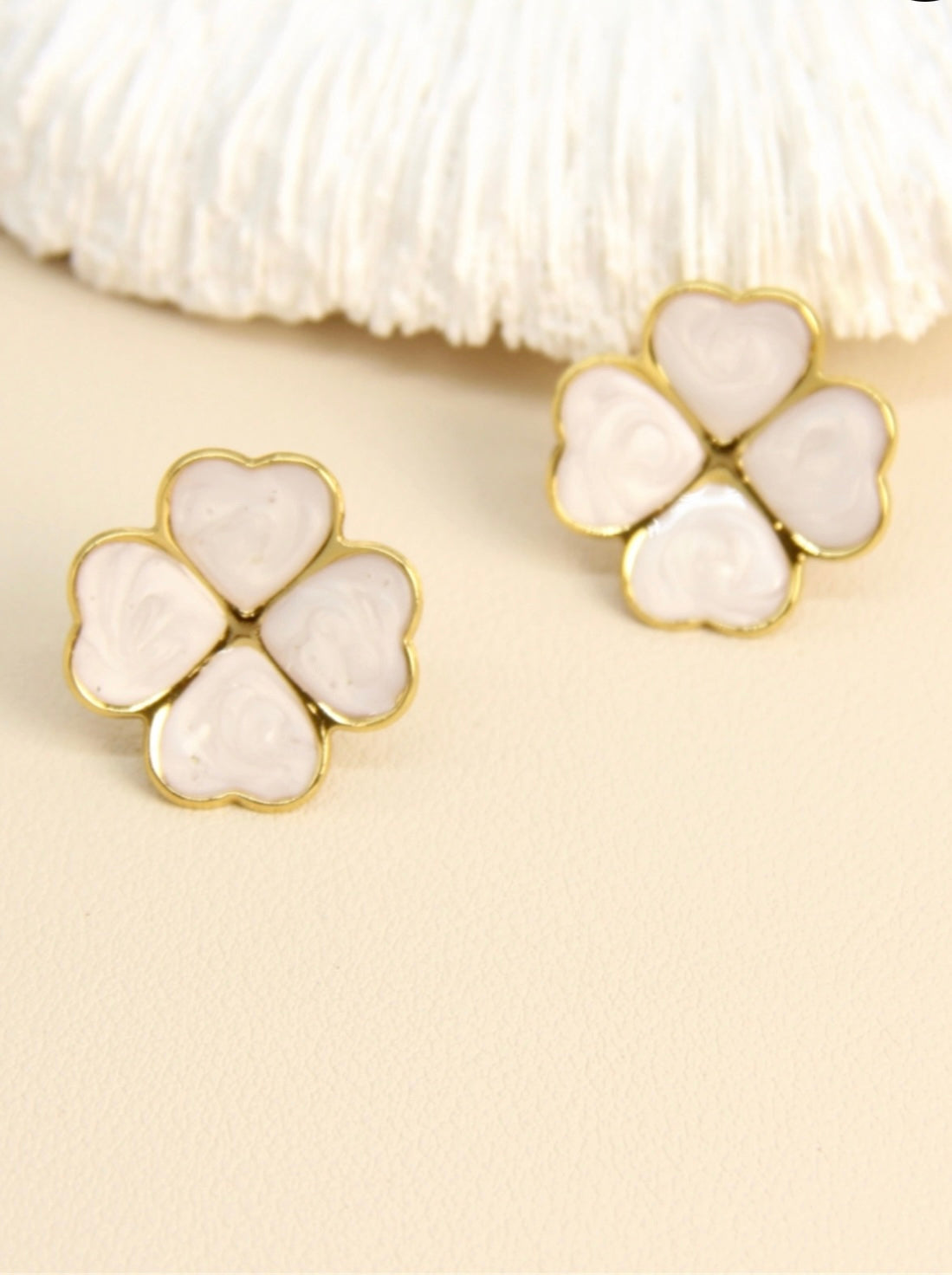 🤍Boucles d’oreilles Trèfle  – Acier inoxydable