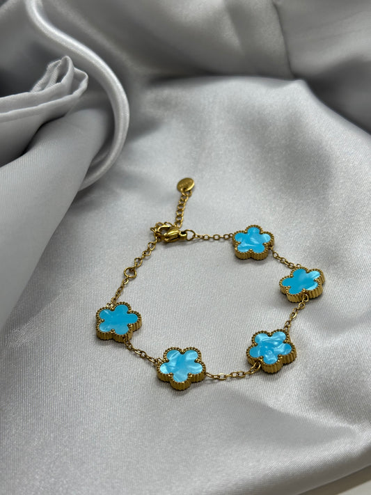 Bracelet trèfles bleu azur