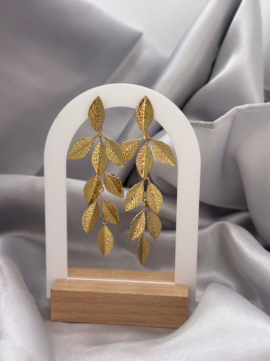 🍂 Boucles d’oreilles Feuilles Dorées – Acier inoxydable