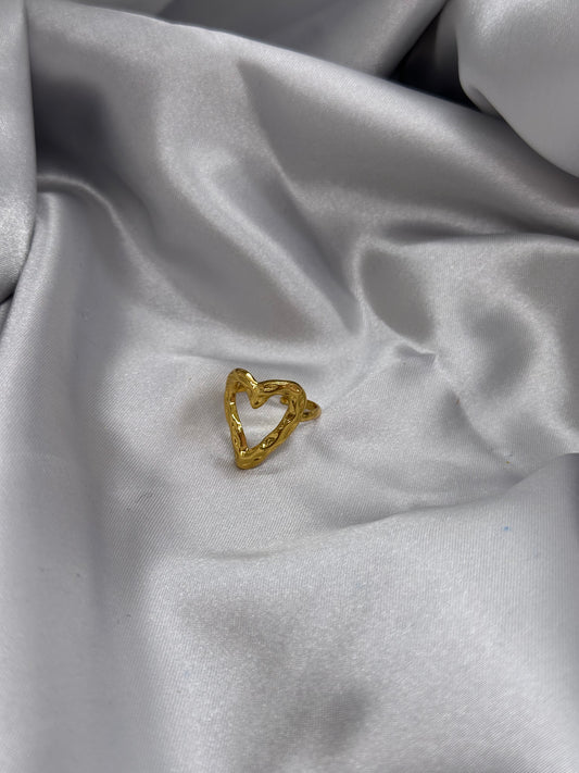 Bague Cœur Ouvert Dorée – Acier Inoxydable