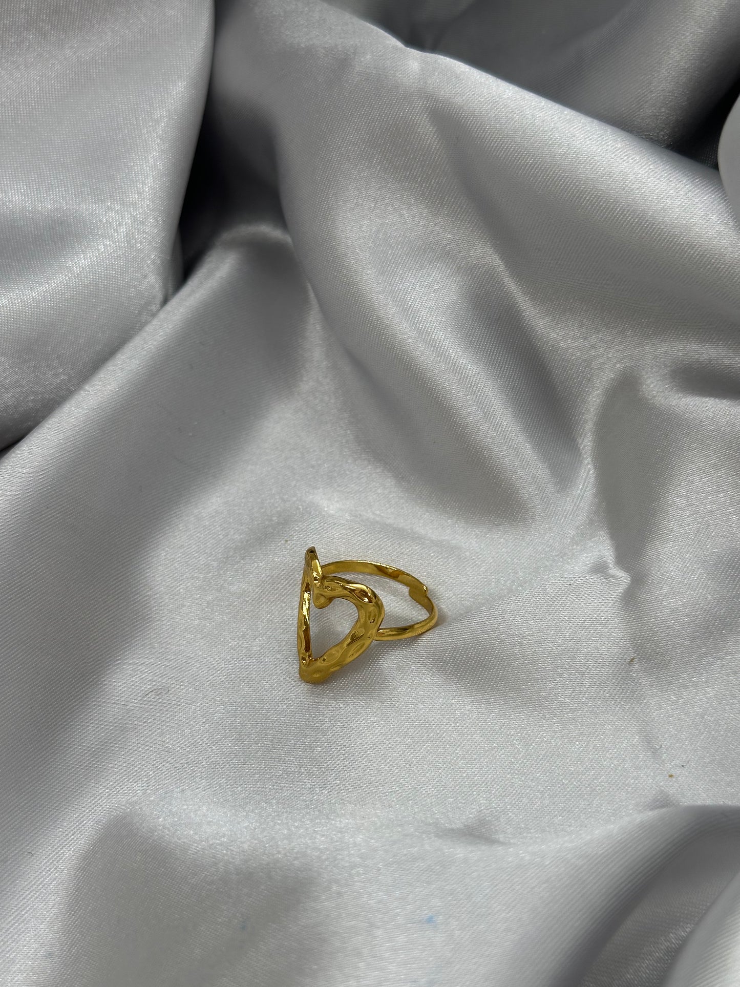 Bague Cœur Ouvert Dorée – Acier Inoxydable
