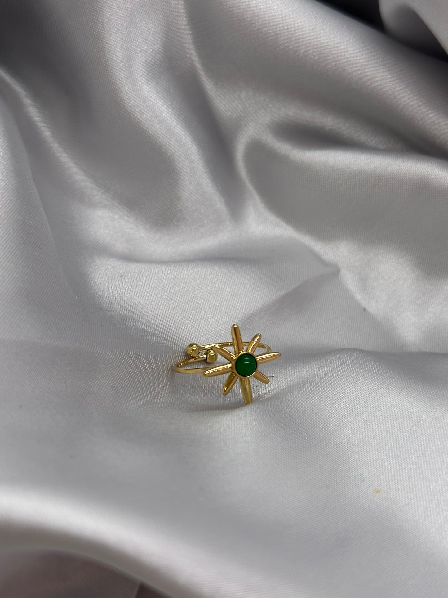 🌟 Bague Étoile Verte – Acier inoxydable doré