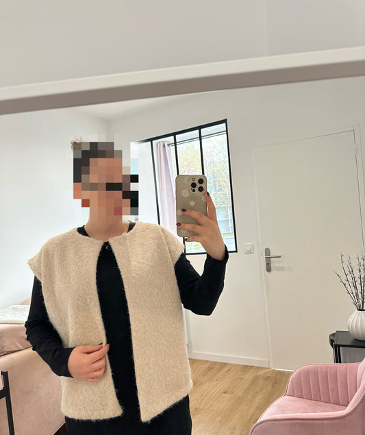 Gilet sans manches, effet laine bouclé