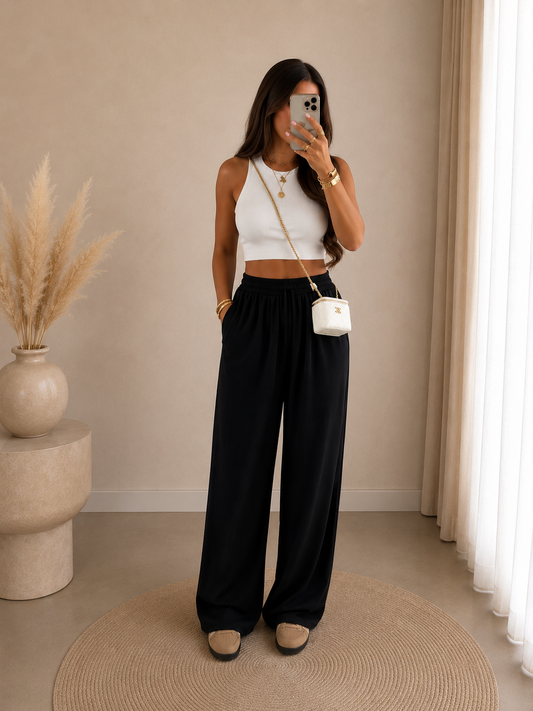 Pantalon large léger – style casual chic, ultra confortable